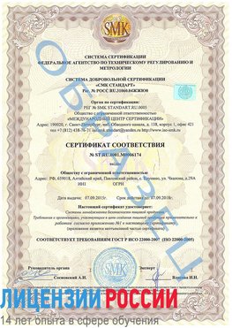 Образец сертификата соответствия Первоуральск Сертификат ISO 22000