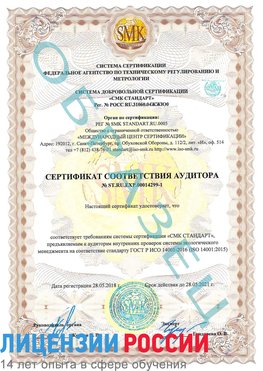 Образец сертификата соответствия аудитора №ST.RU.EXP.00014299-1 Первоуральск Сертификат ISO 14001